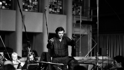 Conductor Gerard Schwarz and members of the Berlin Radio Symphony Orchestra