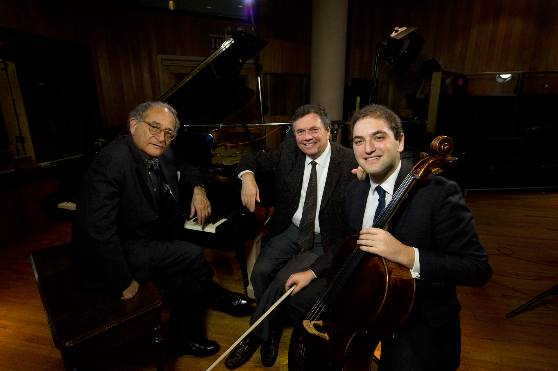 With his father, Gerard, and artistic director Neil Levin at a Milken Archive interview session