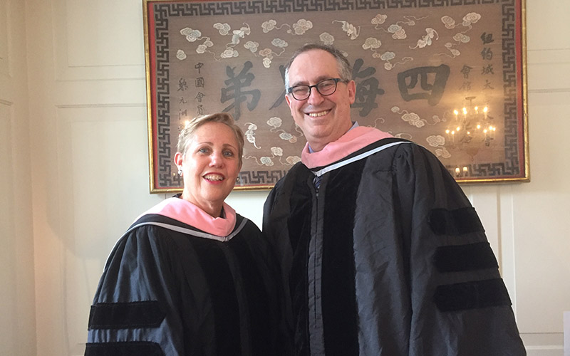 Nancy Abramson With Cantor Gerald Cohen at JTS commencement in May 2019 1